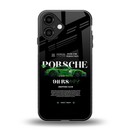 911 RS Drifting Club back phone cover | glass case for iphone 16