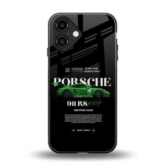 911 RS Drifting Club back phone cover | glass case for iphone 16