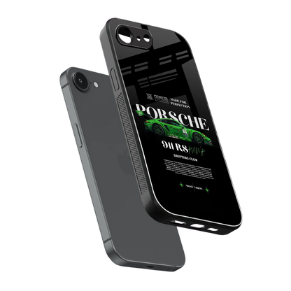 911 RS Drifting Club sleek iphone 16e cover with tempered glass back and TPU edges