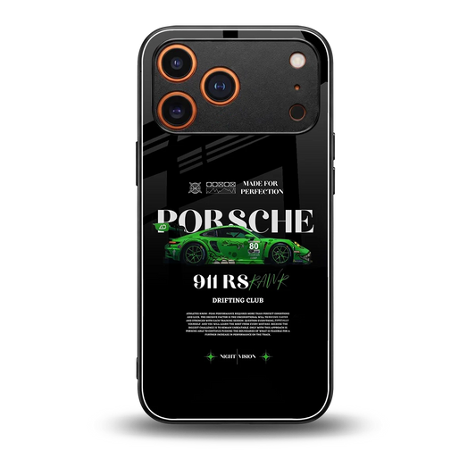 911 RS Drifting Club back phone cover | glass case for iphone 17 pro max