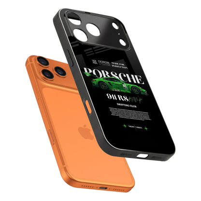 911 RS Drifting Club sleek iphone 17 pro cover with tempered glass back and TPU edges
