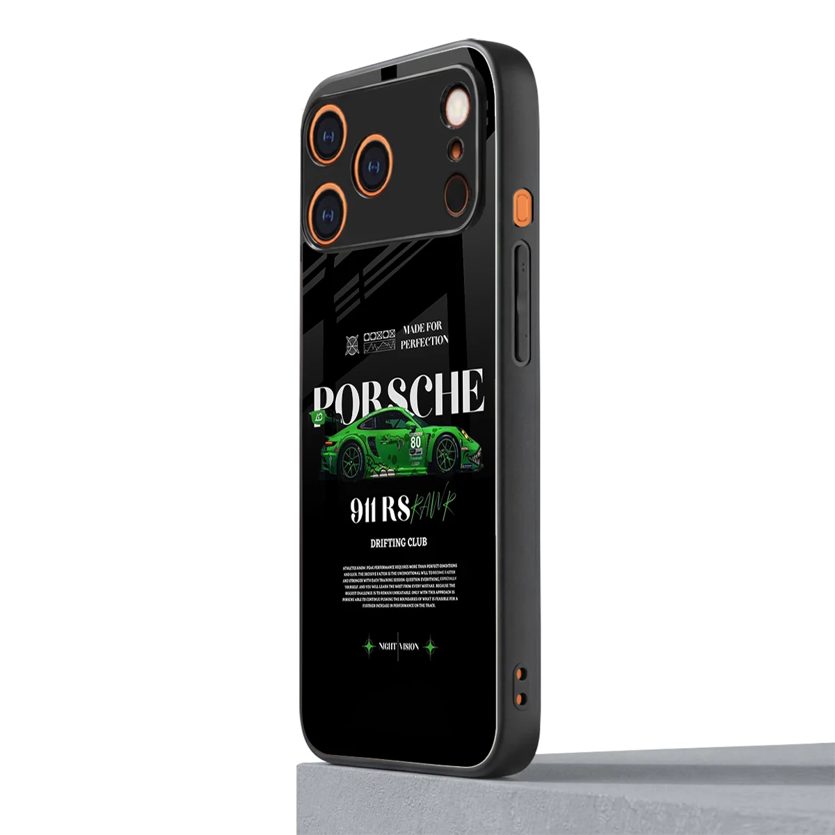 911 RS Drifting Club iphone 17 pro mobile cover | shockproof glass phone case