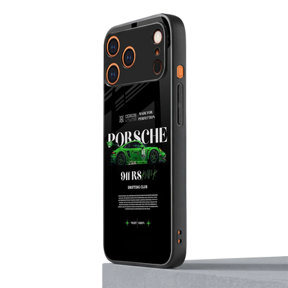 911 RS Drifting Club iphone 17 pro mobile cover | shockproof glass phone case