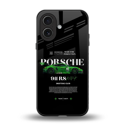 911 RS Drifting Club back phone cover | glass case for iphone 17