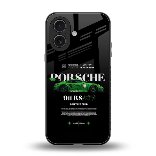 911 RS Drifting Club back phone cover | glass case for iphone 17