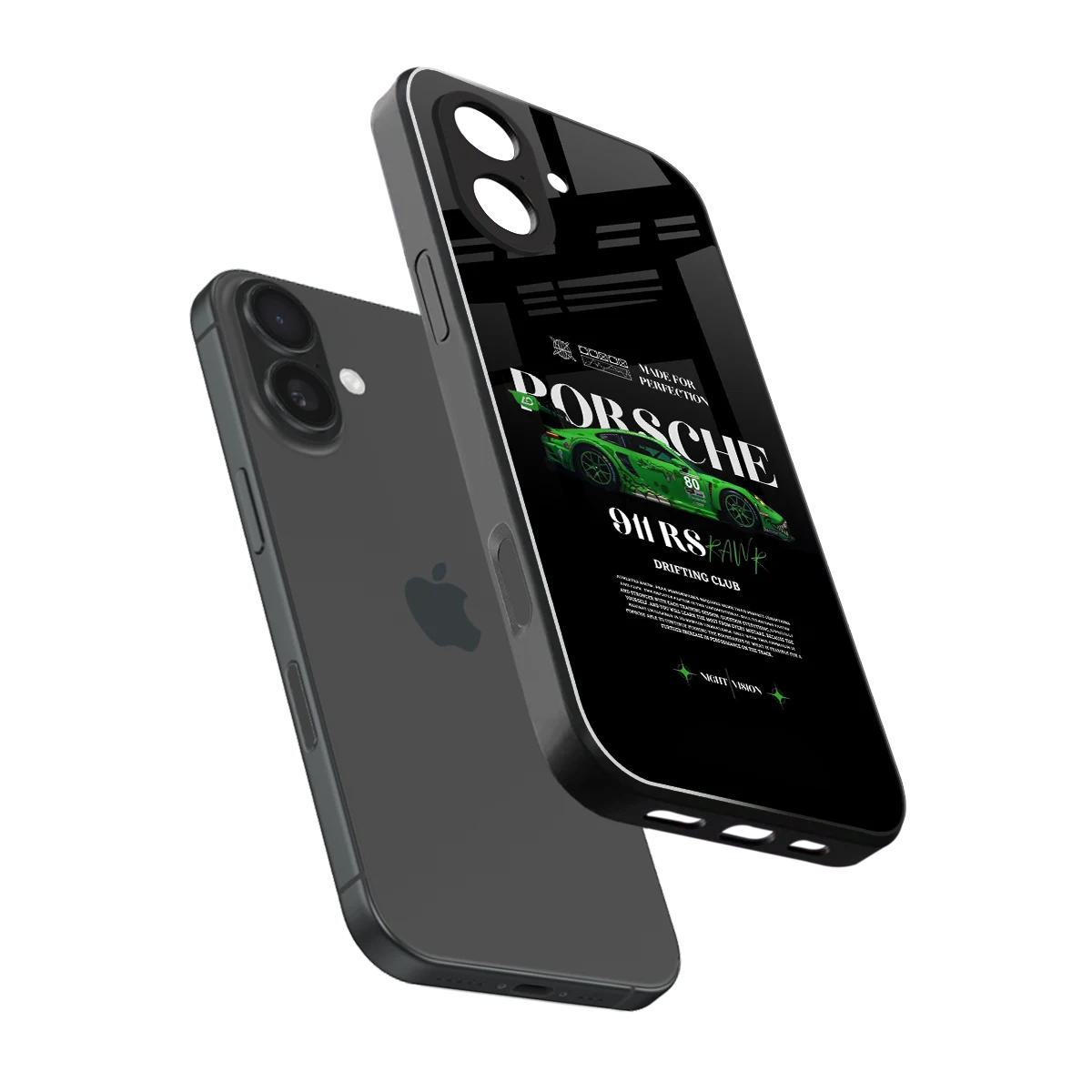 911 RS Drifting Club sleek iphone 17 cover with tempered glass back and TPU edges