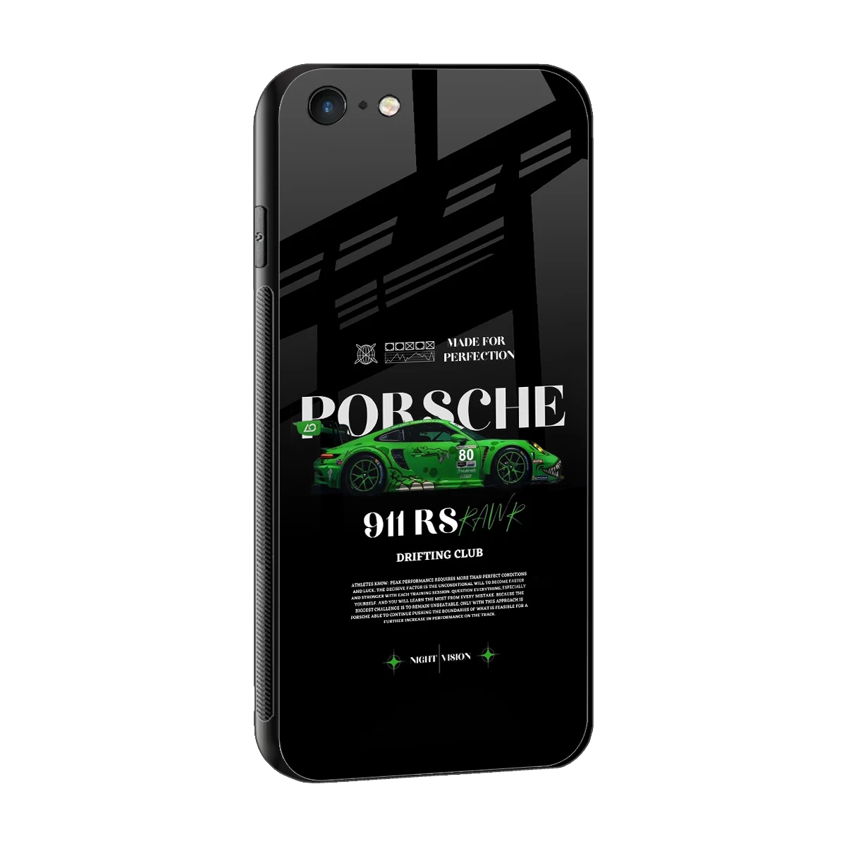 911 RS Drifting Club sleek iphone 6s cover with tempered glass back and TPU edges