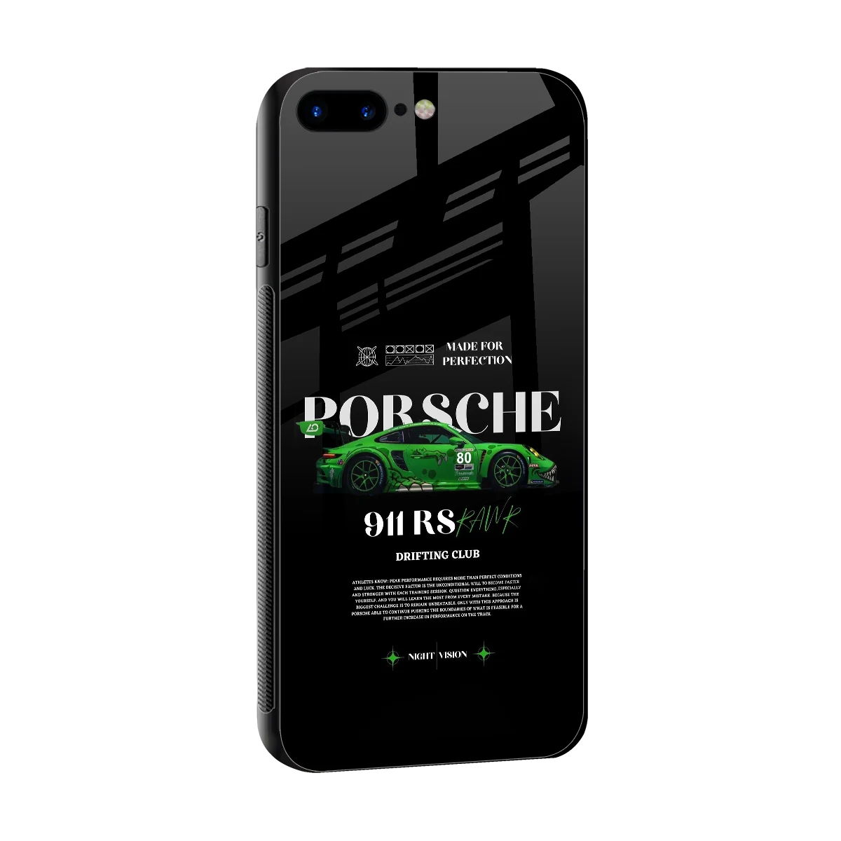 911 RS Drifting Club sleek iphone 7 plus cover with tempered glass back and TPU edges