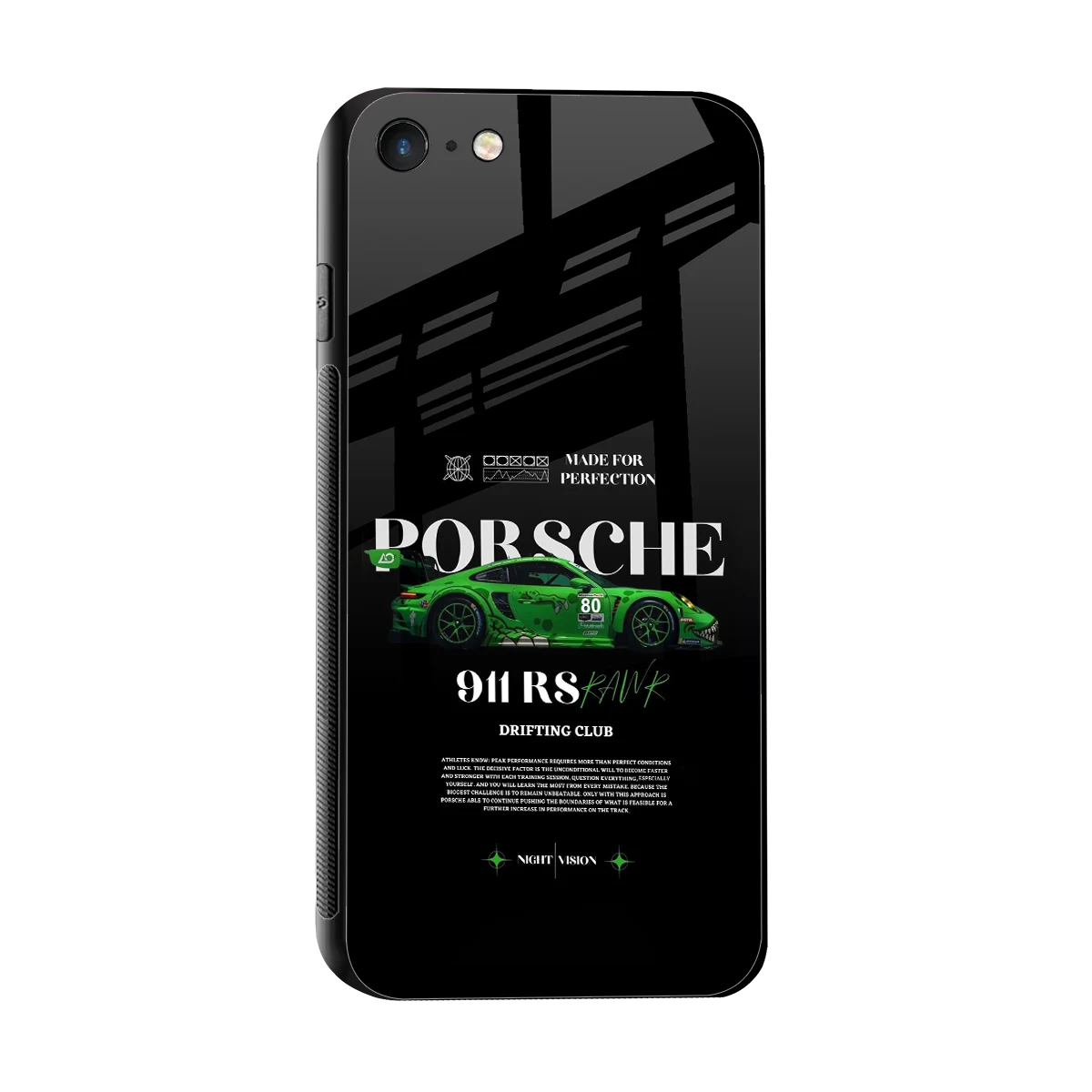 911 RS Drifting Club sleek iphone 7 cover with tempered glass back and TPU edges