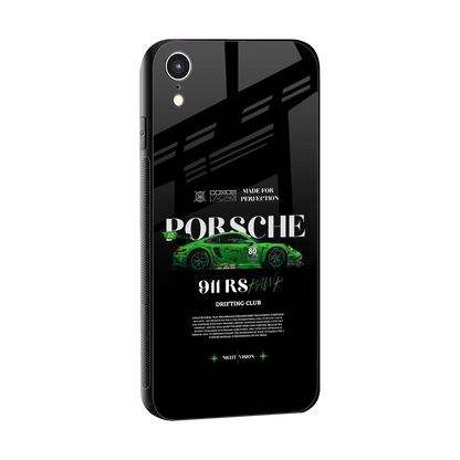 911 RS Drifting Club sleek iphone xr cover with tempered glass back and TPU edges