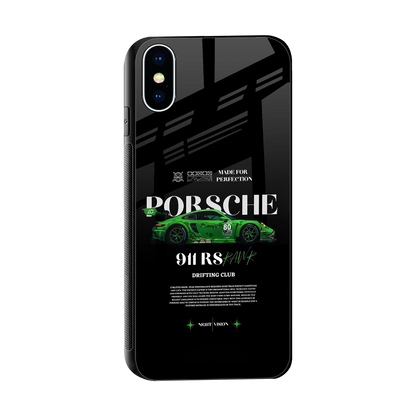 911 RS Drifting Club sleek iphone xs cover with tempered glass back and TPU edges