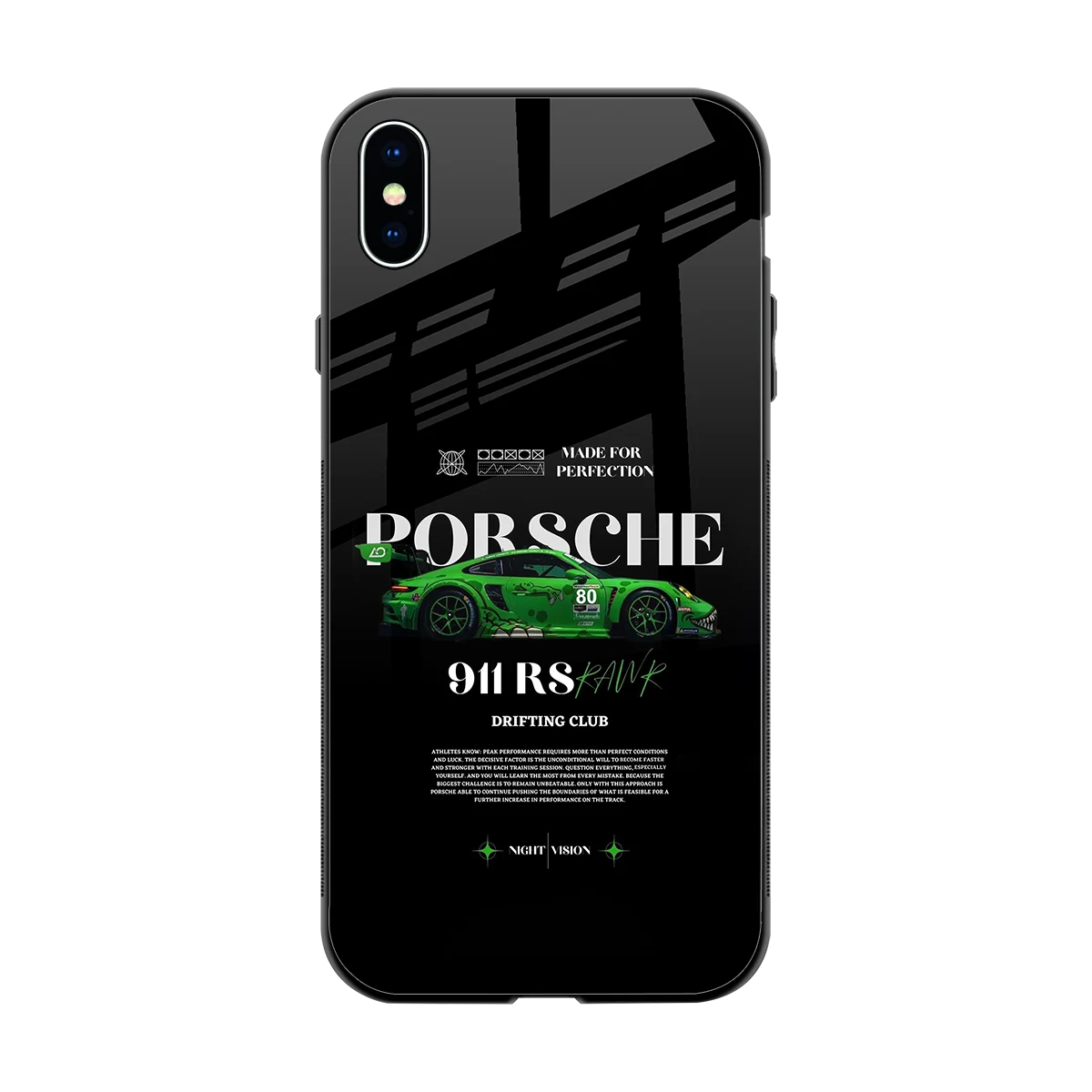 911 RS Drifting Club back phone cover | glass case for iphone xs max