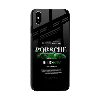 911 RS Drifting Club sleek iphone xs max cover with tempered glass back and TPU edges