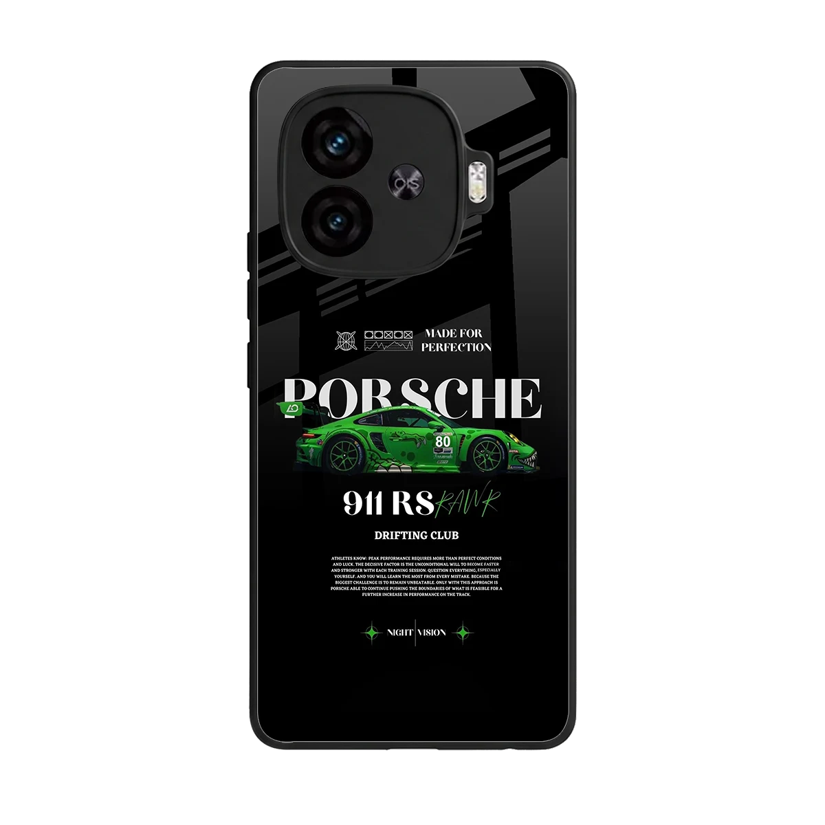 911 RS Drifting Club back phone cover | glass case for iqoo neo 10r 5g