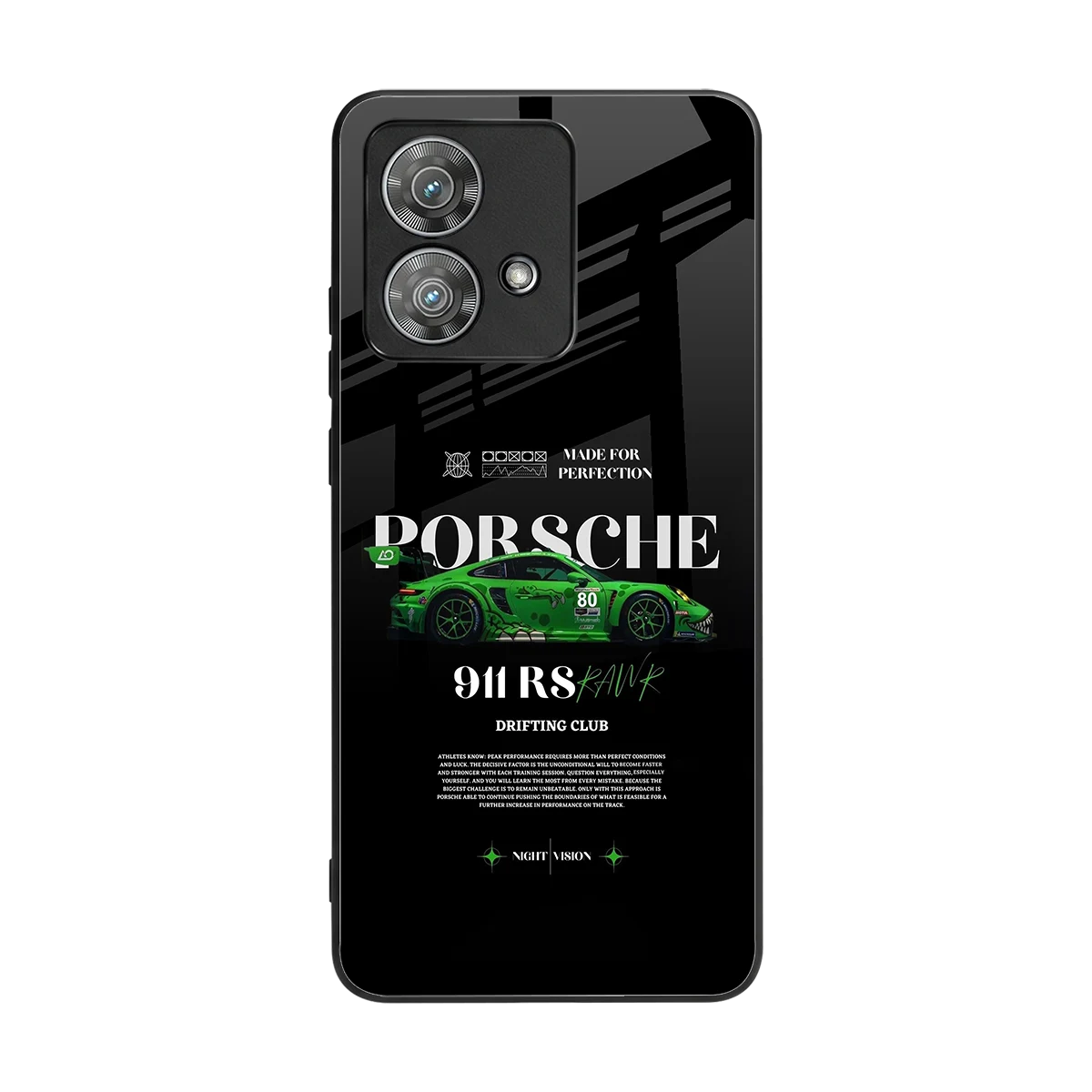 911 RS Drifting Club back phone cover | glass case for motorola edge 40 neo 5g