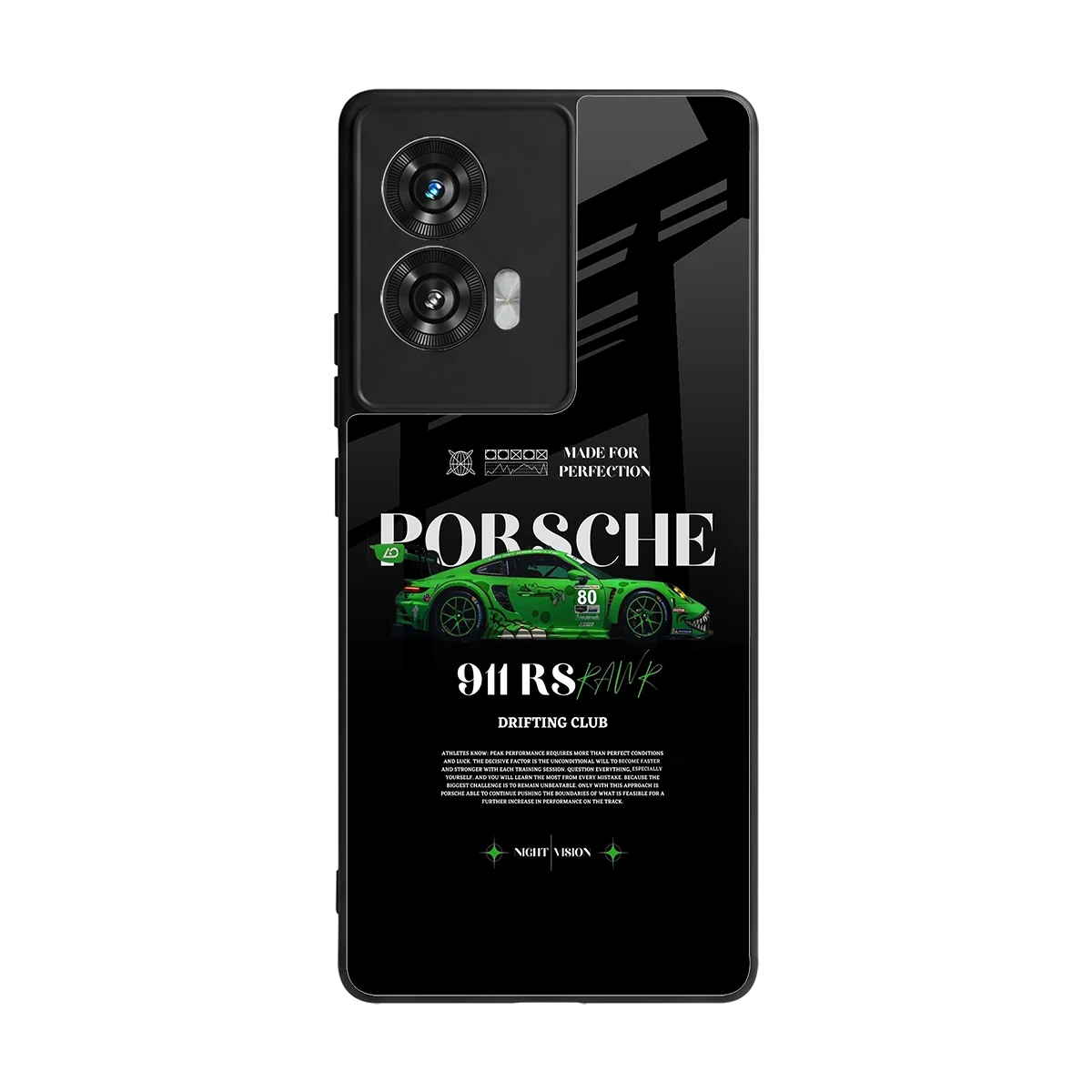 911 RS Drifting Club back phone cover | glass case for motorola edge 50 fusion