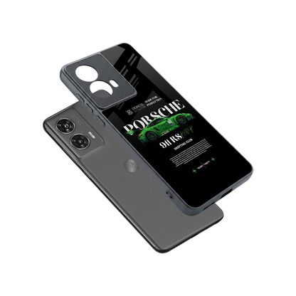 911 RS Drifting Club sleek motorola edge 50 fusion cover with tempered glass back and TPU edges