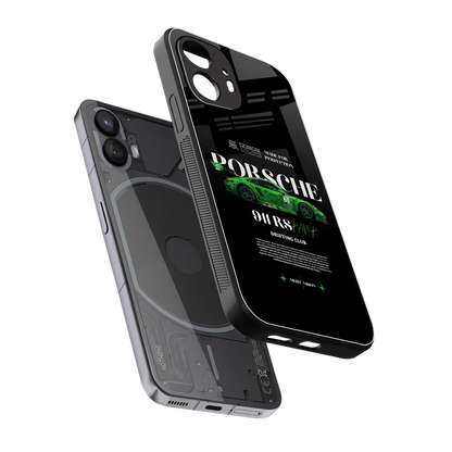911 RS Drifting Club sleek nothing phone 2 cover with tempered glass back and TPU edges