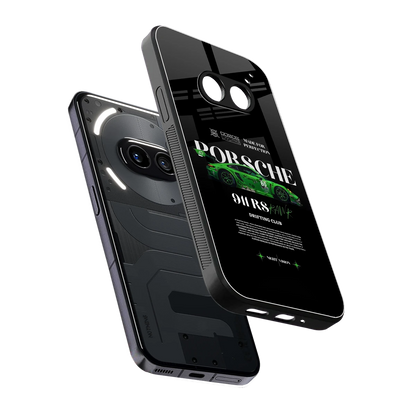911 RS Drifting Club sleek nothing phone 2a plus cover with tempered glass back and TPU edges