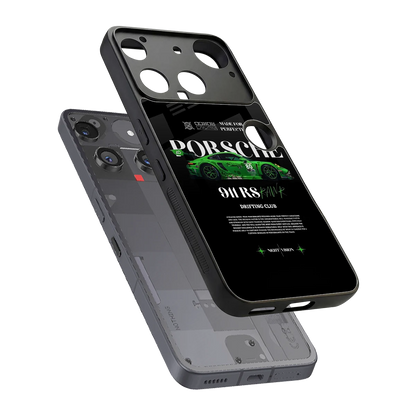 911 RS Drifting Club sleek nothing phone 3 cover with tempered glass back and TPU edges