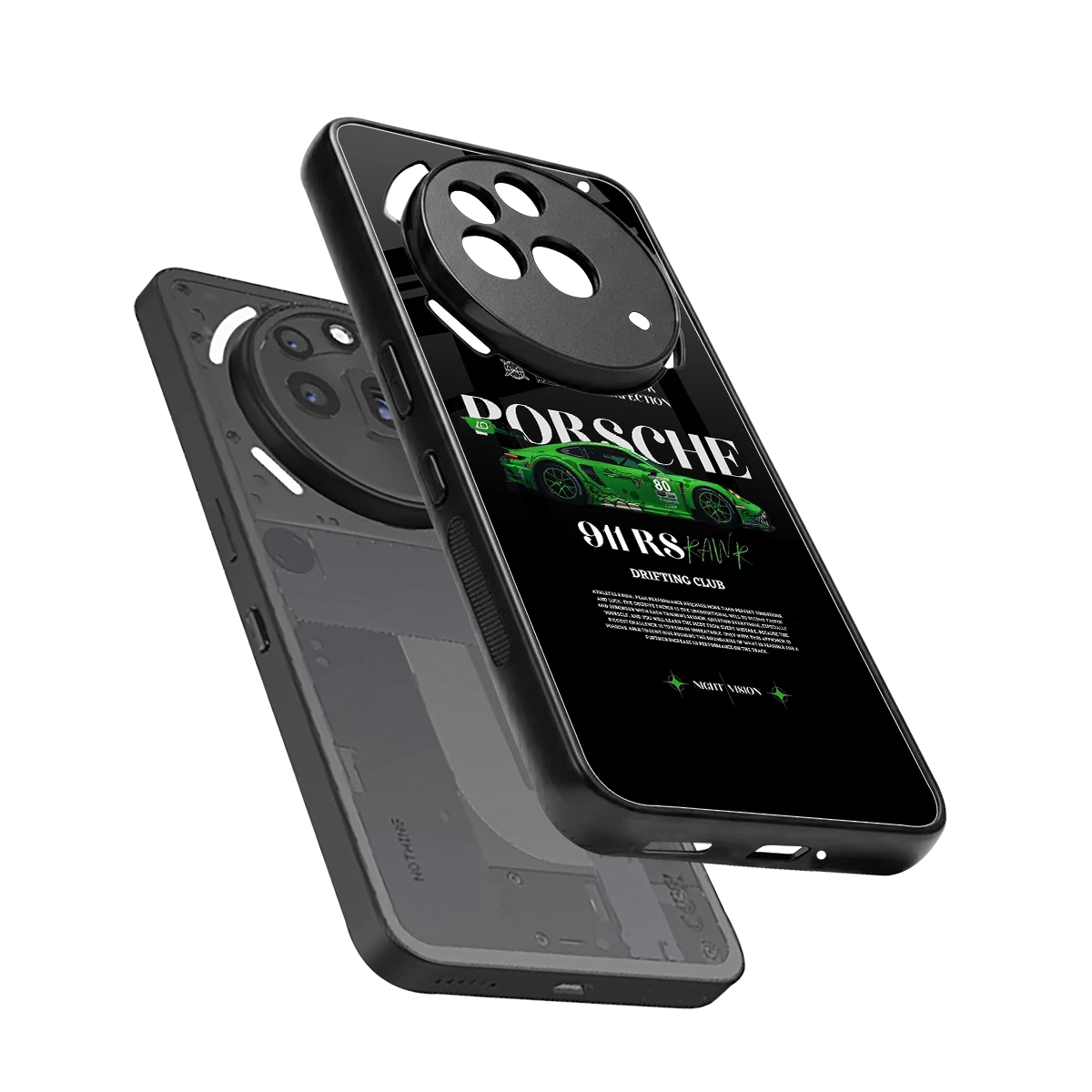 911 RS Drifting Club sleek nothing phone 3a pro cover with tempered glass back and TPU edges
