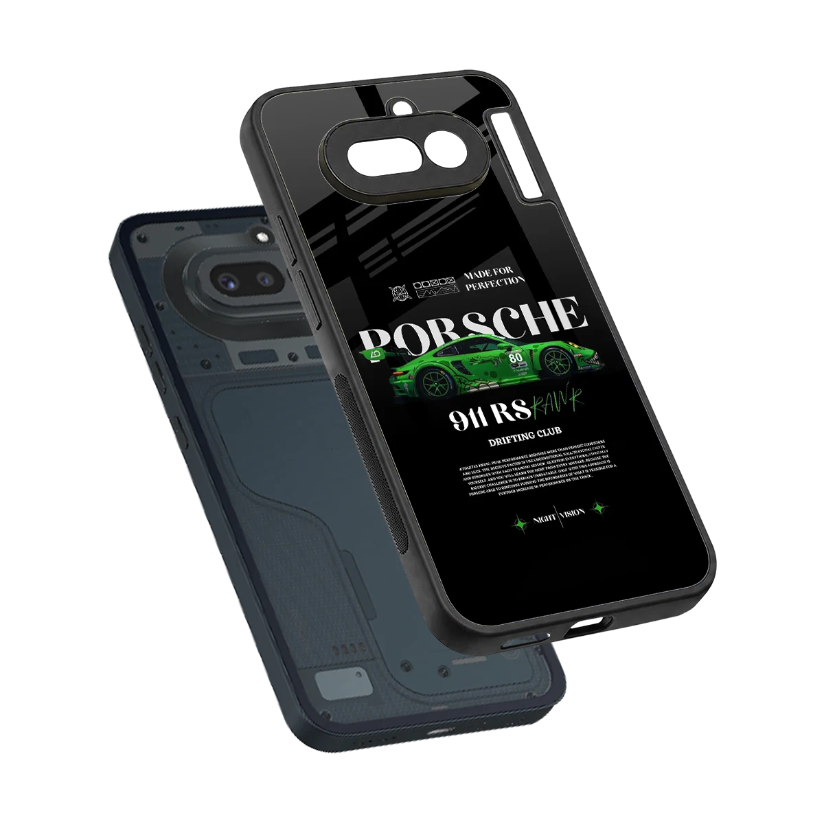 911 RS Drifting Club sleek nothing phone 4a cover with tempered glass back and TPU edges