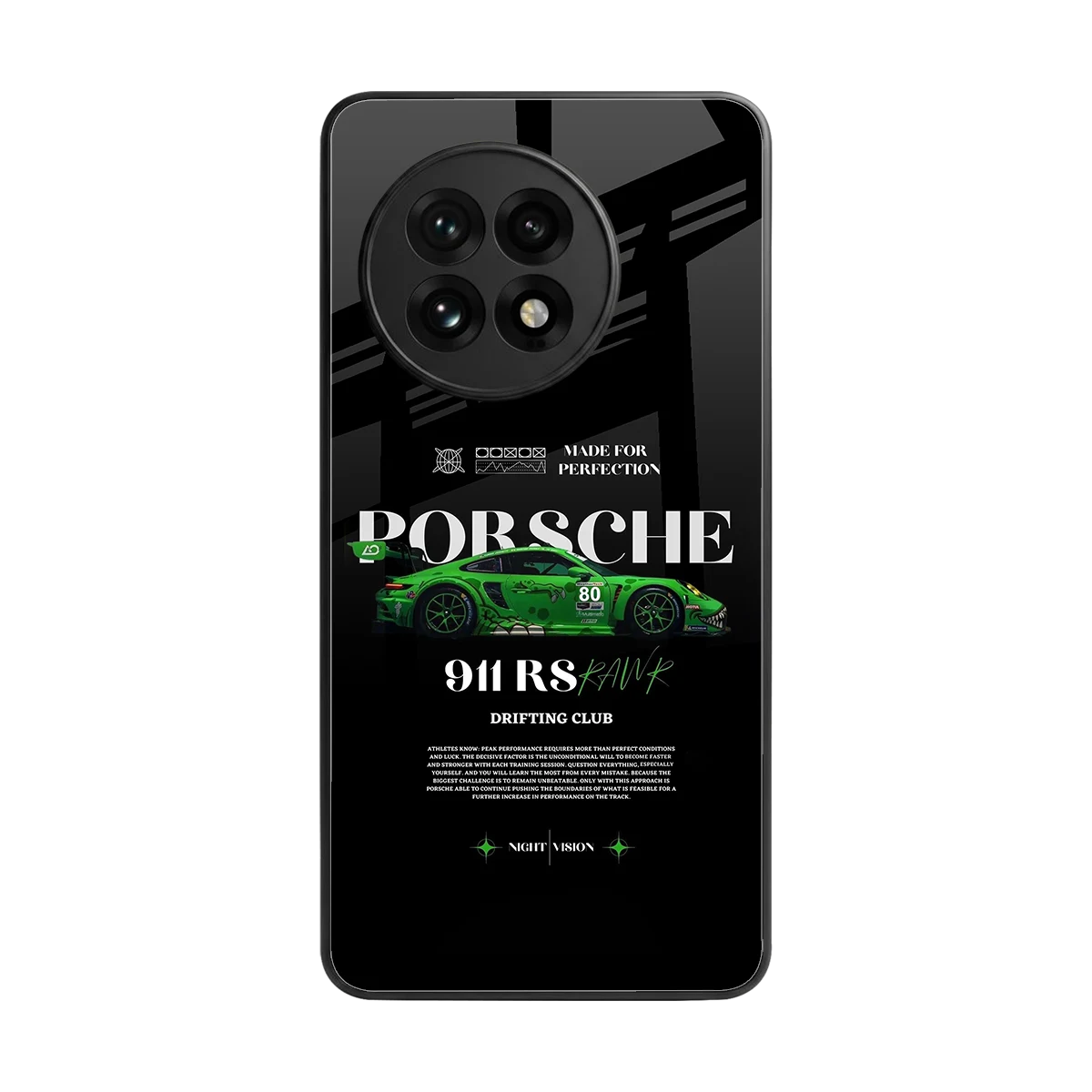 911 RS Drifting Club back phone cover | glass case for oneplus 13r