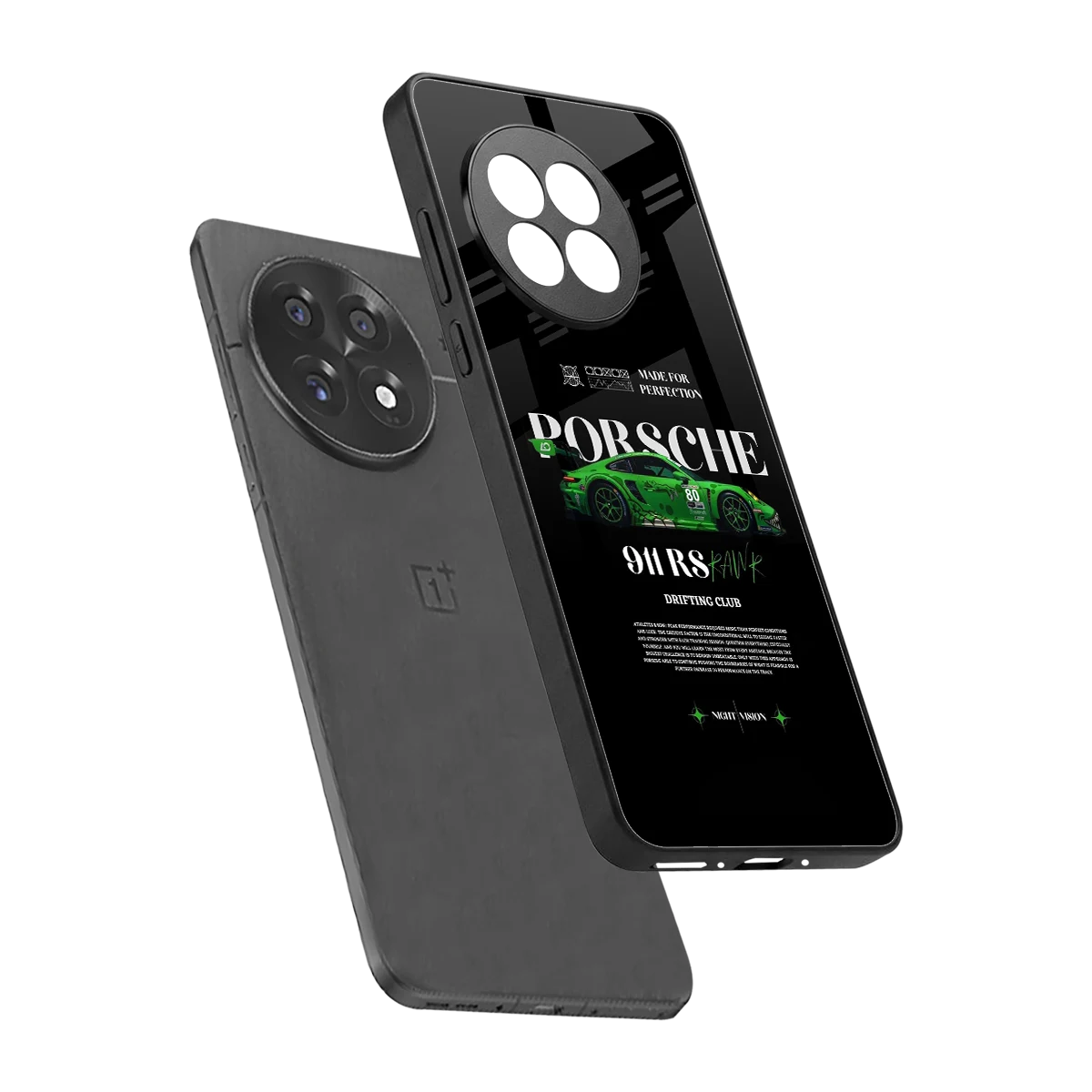 911 RS Drifting Club sleek oneplus 13r cover with tempered glass back and TPU edges