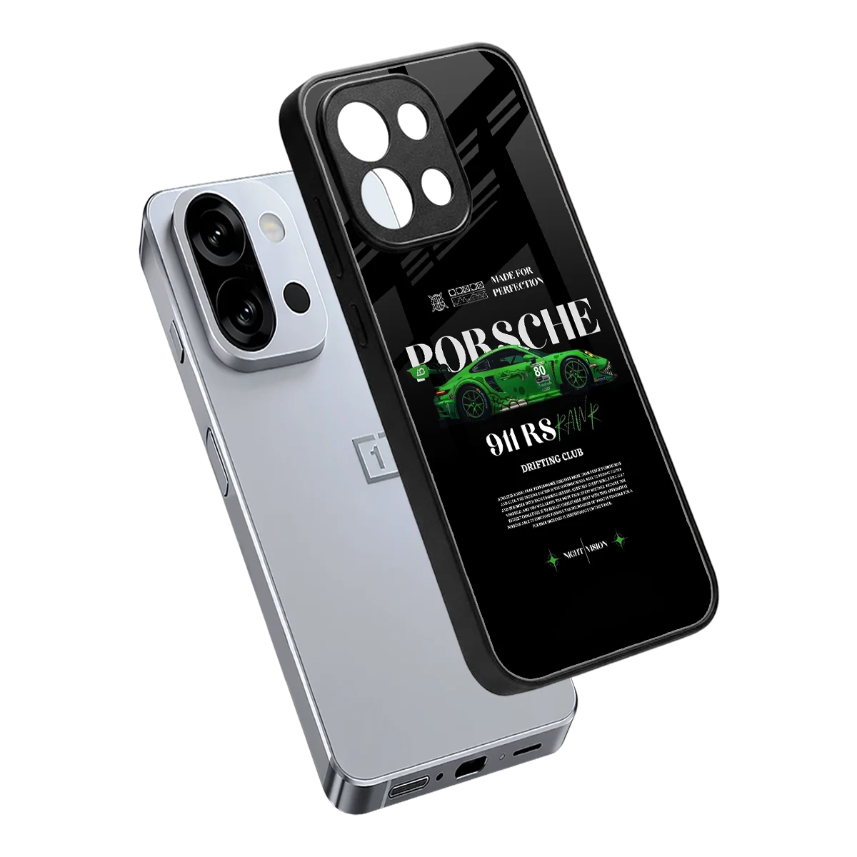 911 RS Drifting Club sleek oneplus 13s cover with tempered glass back and TPU edges