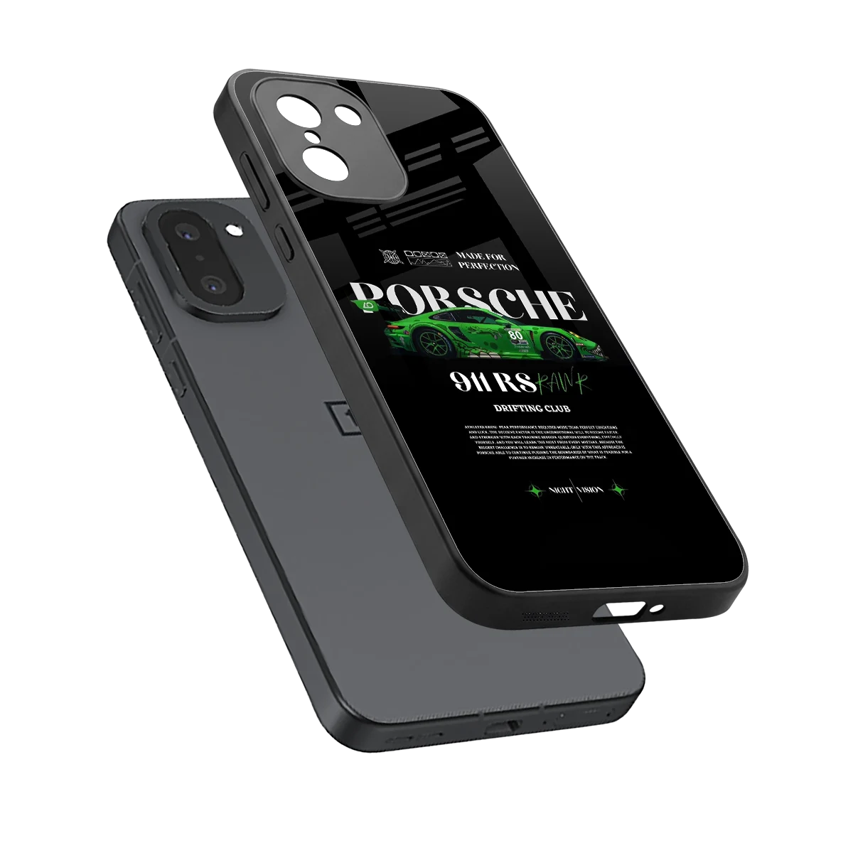 911 RS Drifting Club sleek oneplus 15r cover with tempered glass back and TPU edges