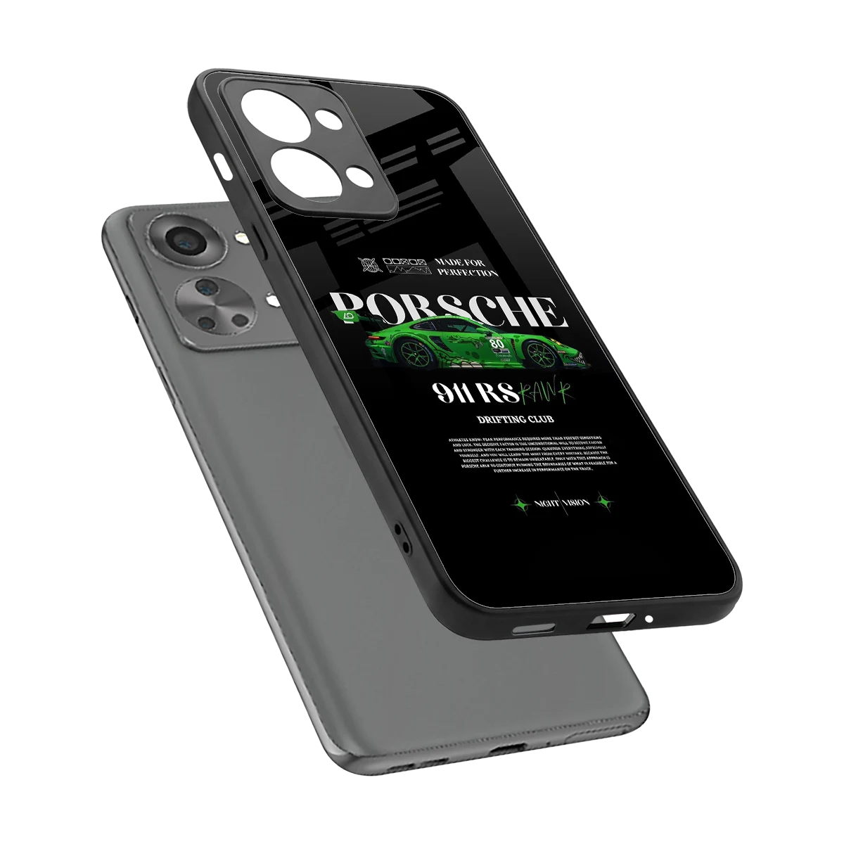 911 RS Drifting Club sleek oneplus nord 2t cover with tempered glass back and TPU edges