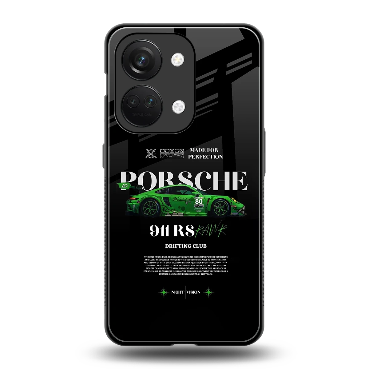 911 RS Drifting Club back phone cover | glass case for oneplus nord 3