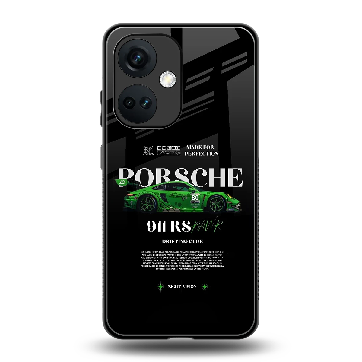 911 RS Drifting Club back phone cover | glass case for oneplus nord ce 3