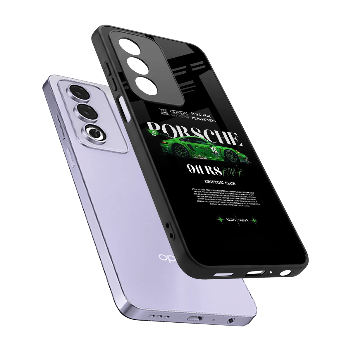 911 RS Drifting Club sleek oppo a3 pro cover with tempered glass back and TPU edges