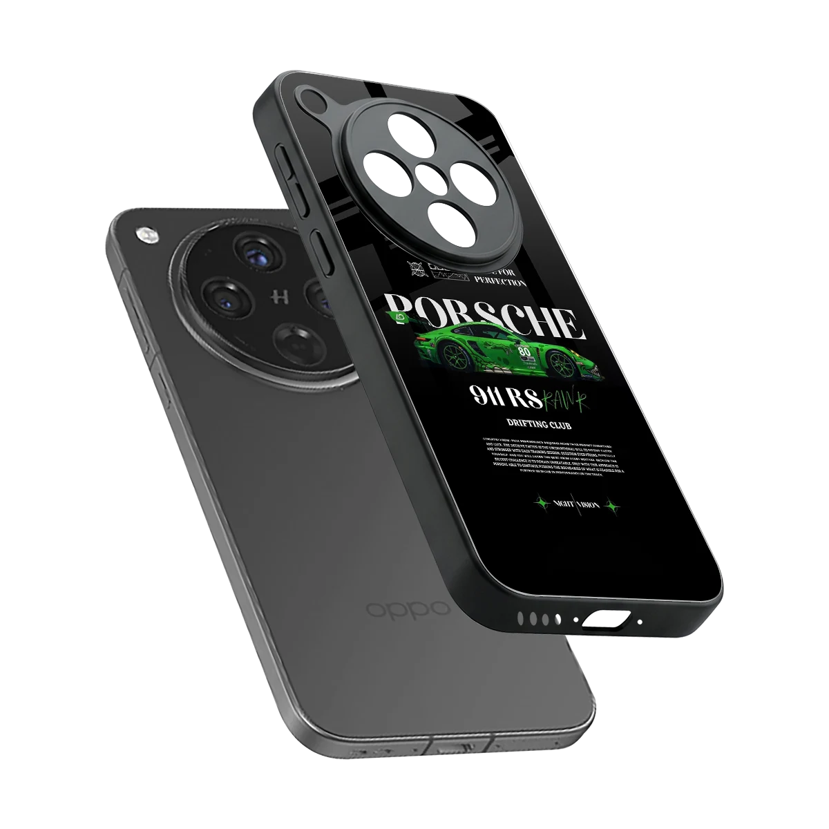 911 RS Drifting Club sleek oppo find x8 cover with tempered glass back and TPU edges