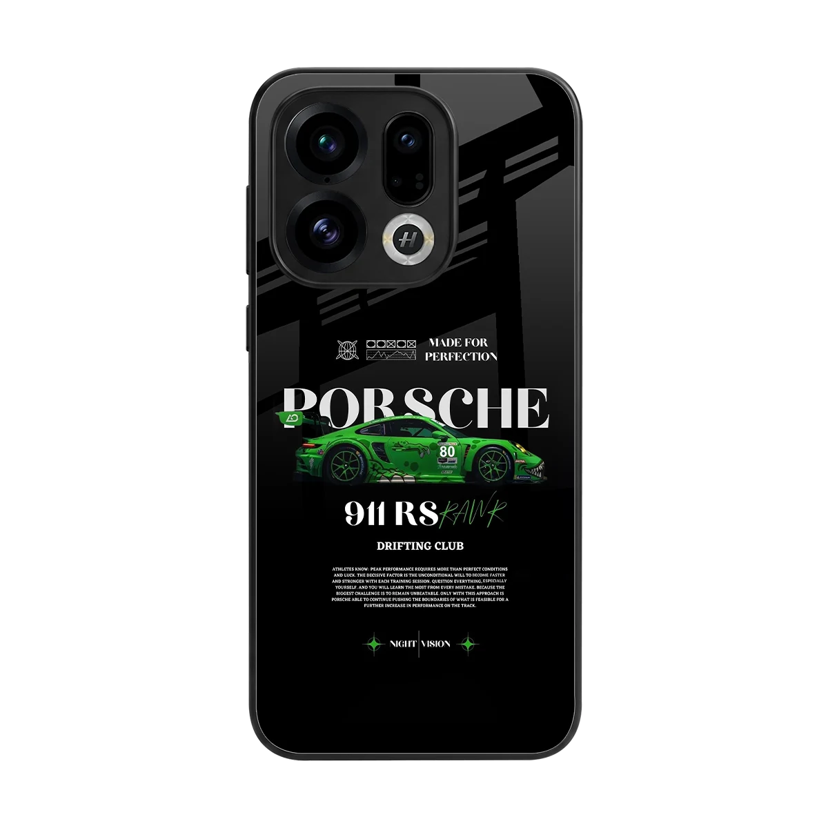 911 RS Drifting Club back phone cover | glass case for oppo find x9