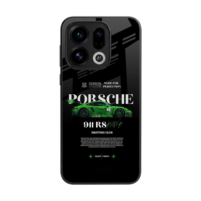 911 RS Drifting Club back phone cover | glass case for oppo find x9