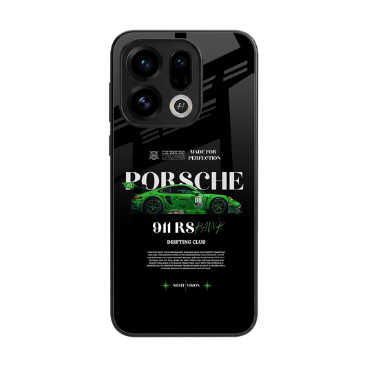 911 RS Drifting Club back phone cover | glass case for oppo find x9