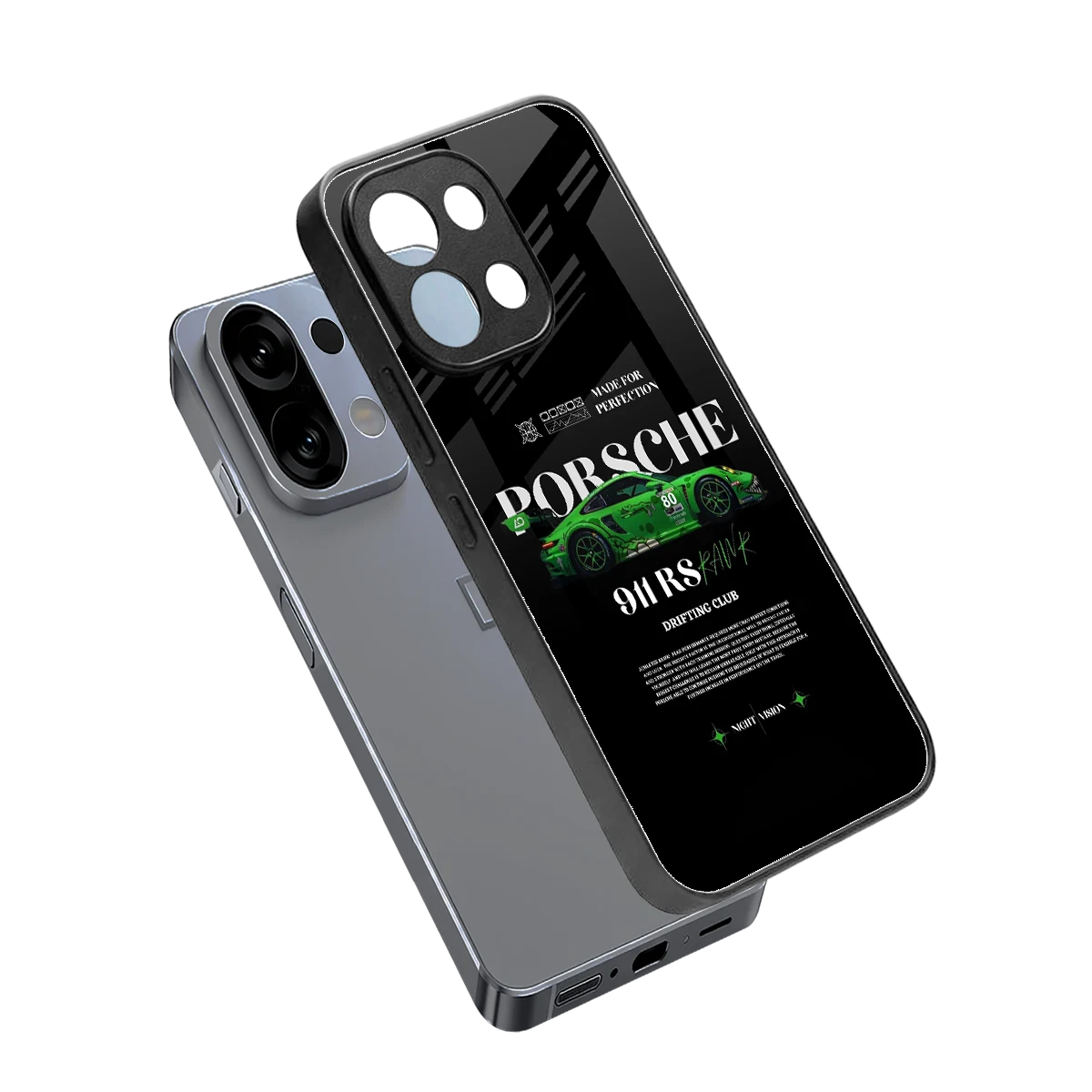 911 RS Drifting Club sleek oppo k13 5g cover with tempered glass back and TPU edges