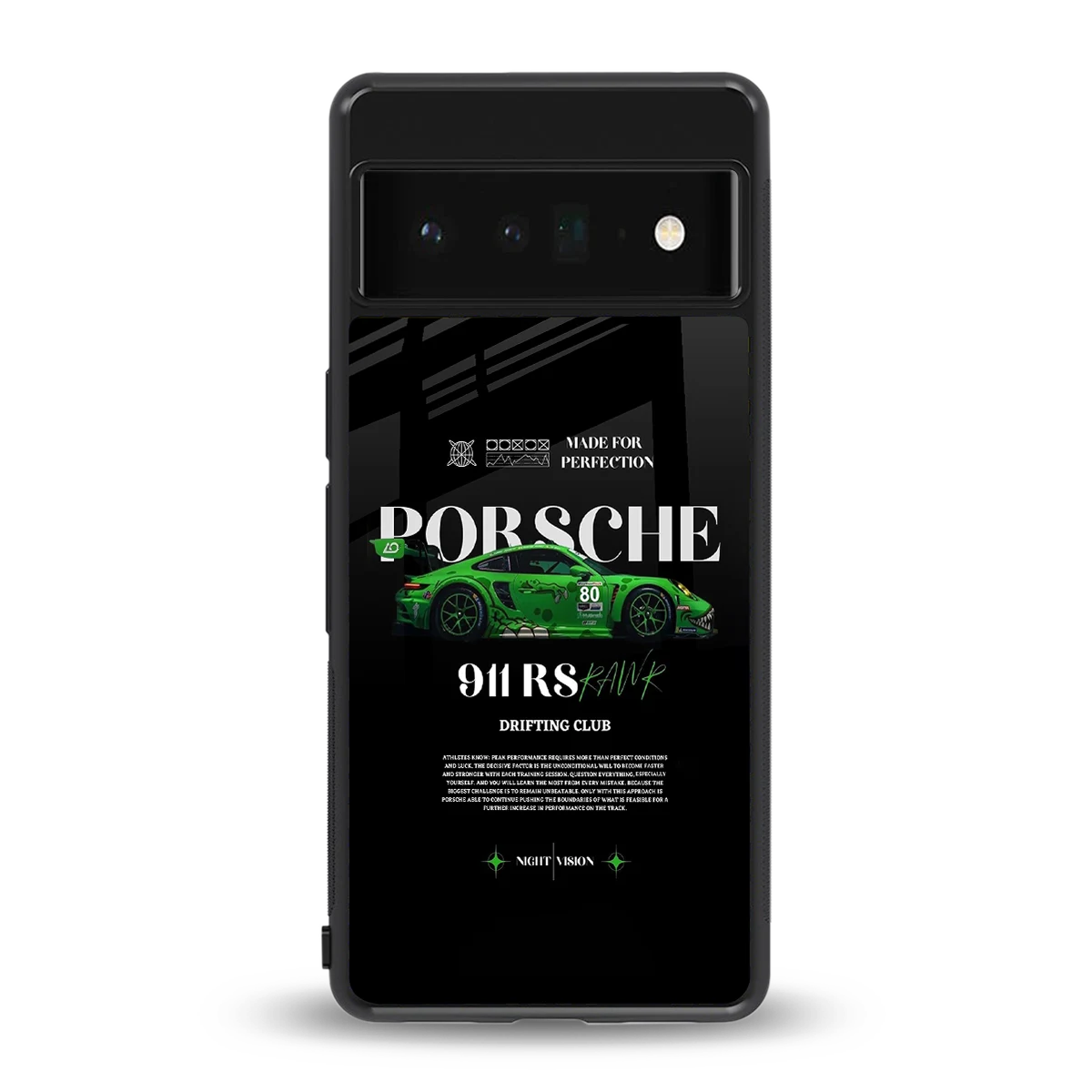 911 RS Drifting Club back phone cover | glass case for google pixel 6 pro