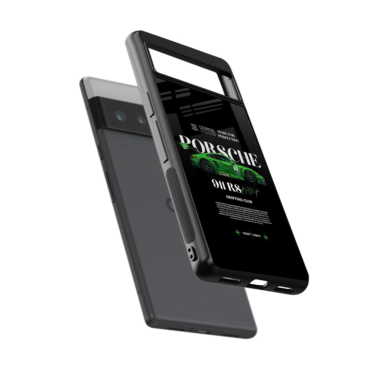 911 RS Drifting Club sleek google pixel 6 pro cover with tempered glass back and TPU edges