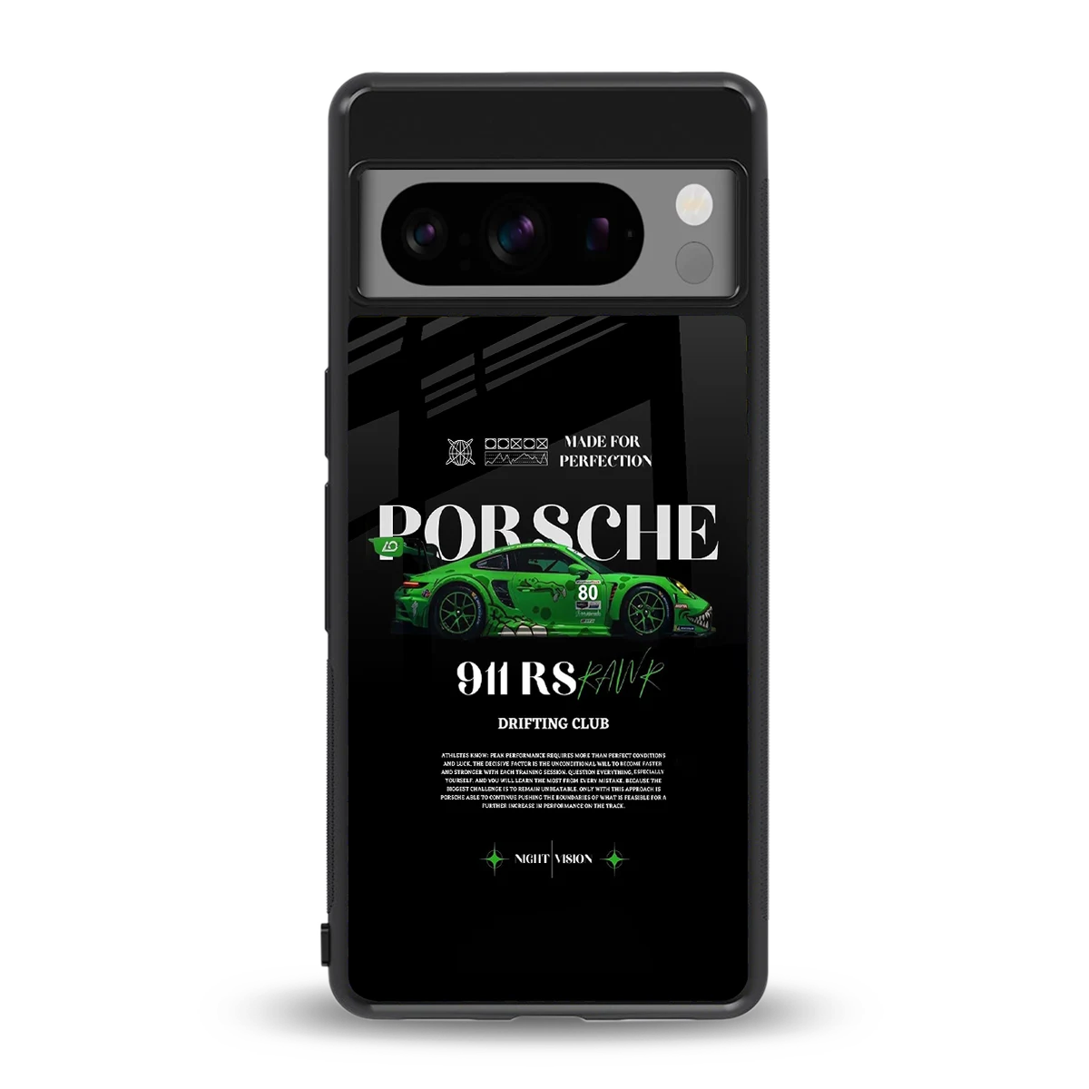 911 RS Drifting Club back phone cover | glass case for google pixel 8 pro