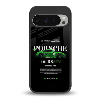 911 RS Drifting Club back phone cover | glass case for google pixel 9 pro
