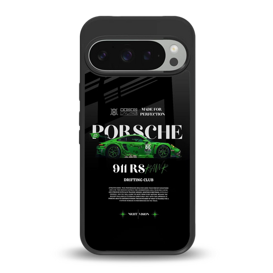 911 RS Drifting Club back phone cover | glass case for google pixel 9 pro