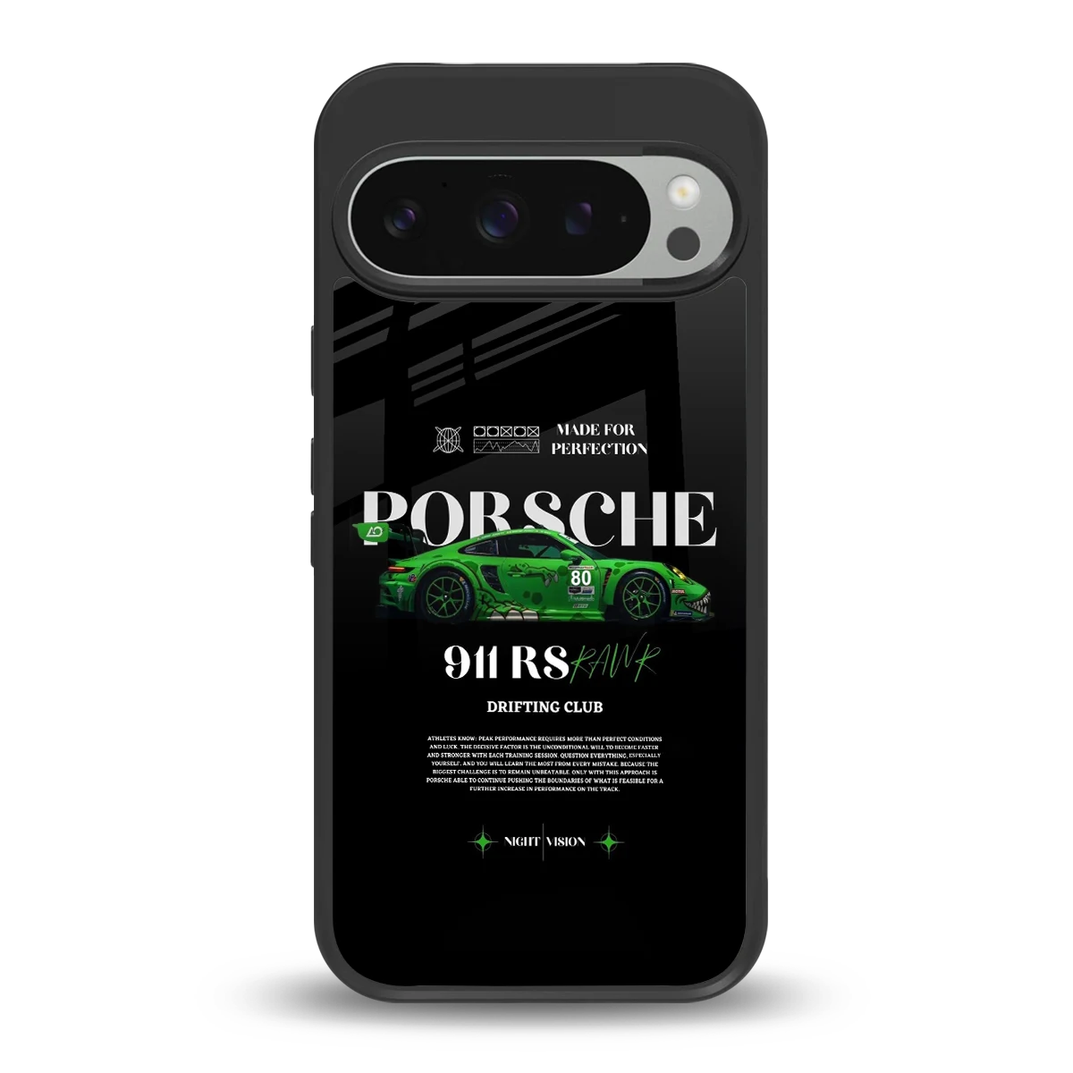 911 RS Drifting Club back phone cover | glass case for google pixel 9 pro xl