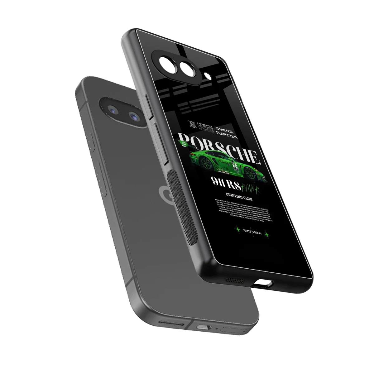 911 RS Drifting Club sleek google pixel 10a cover with tempered glass back and TPU edges