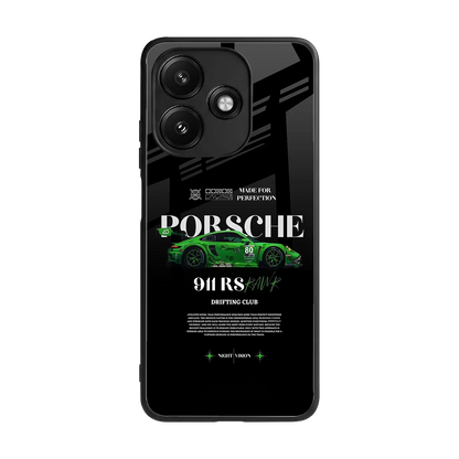 911 RS Drifting Club back phone cover | glass case for redmi 12 5g