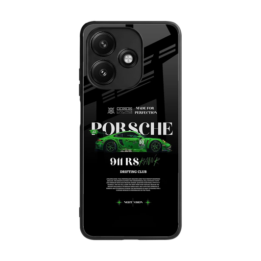 911 RS Drifting Club back phone cover | glass case for redmi 12 5g
