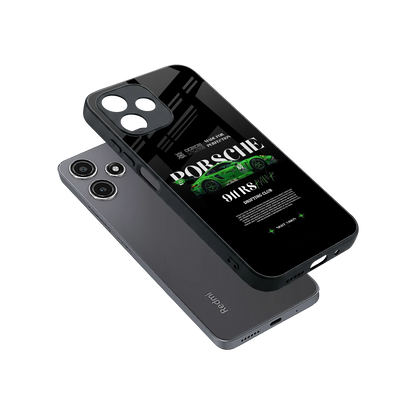 911 RS Drifting Club sleek redmi 12 5g cover with tempered glass back and TPU edges