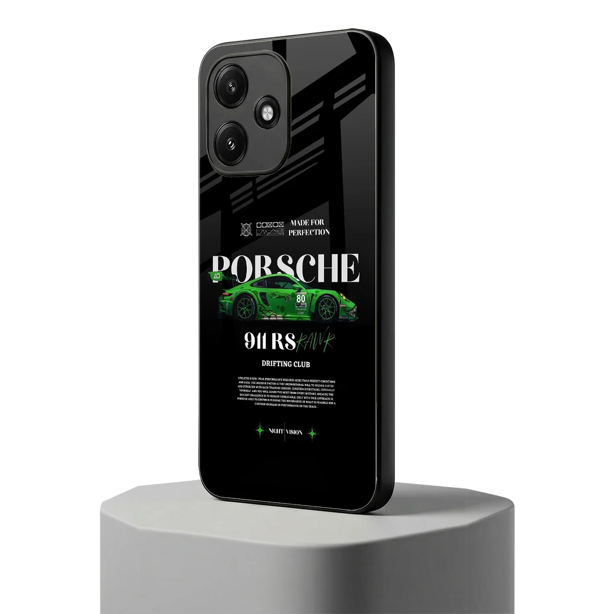911 RS Drifting Club redmi 12 5g mobile cover | shockproof glass phone case